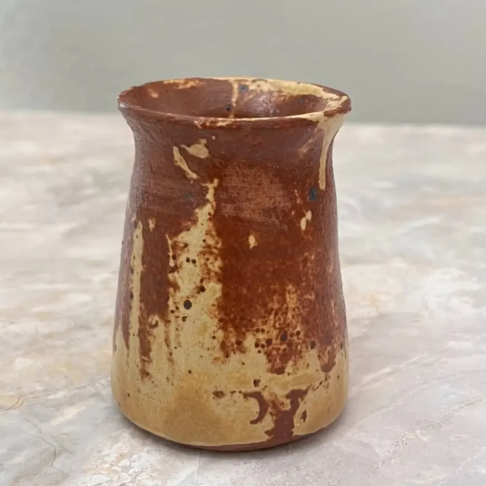 Studio Art Pottery Jug Pitcher With Handle Rustic Primitive Design Signed
